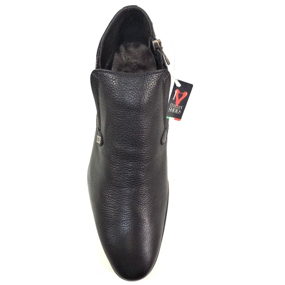 ERNESTO DOLANI 🇮🇹 MEN'S BLACK SOFT DEER LEATHER COMFORT WINTER BOOTIE - Picture 6 of 8